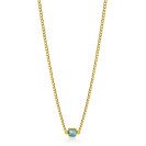 ZINZI Gold Plated Sterling Silver Curb Chain Necklace with Square Setting with Indigo Blue Color Stone 40-45cm ZIC2417G
