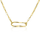 ZINZI gold-plated silver paperclip link necklace with organically shaped oval, 41-45cm, ZIC-BF107