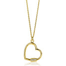 ZINZI Gold Plated Sterling Silver Necklace Luxurious Heart Pendant with White Zirconias 45cm ZIC2031