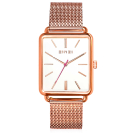 ZINZI Vintage Retro Watch 34mm White Dial Rose Gold Colored Rectangular Case and Mesh Strap ZIW908M