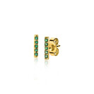 8mm ZINZI Gold Plated Sterling Silver Stud Earrings Bar Green ZIO1689GG