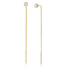 80mm ZINZI gold plated silver threader earrings with 5mm white zirconia chaton setting and graceful chain ZIO2576Y
