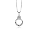 20mm ZINZI Sterling Silver Round Pendant Rope Design White Zirconias ZIH2390 (excl. necklace)