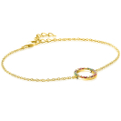 ZINZI gold plated silver bracelet with open circle 12mm set with rainbow stones 17-20cm ZIA2170
