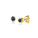 SEPTEMBER Stud Earrings 4mm Gold Plated with Birthstone Blue Sapphire Zirconia