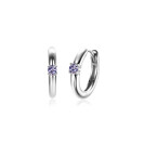 JUNE Hoop Earrings 13mm Sterling Silver with Birthstone Light Purple Amethyst Zirconia