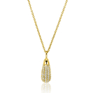 23mm ZINZI gold plated silver drop pendant set with white cubic zirconias ZIH2669Y (without chain)