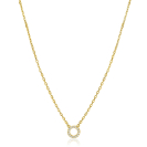 ZINZI Gold Plated Sterling Silver Necklace with Open Circle (7,5mm) Set with White Zirconias 40-45cm ZIC2550Y