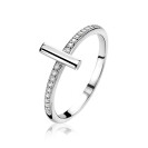 ZINZI Sterling Silver Stackable Ring White Bar Shiny ZIR1474