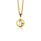 9mm ZINZI gold plated silver Capricorn zodiac sign pendant set with white zirconias ZIHY-STE (without necklace)