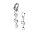 24mm ZINZI silver charm earrings with 3 dangling white round zirconias ZICH2593 (without hoop earrings)