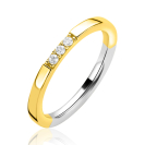 ZINZI Sterling Silver Gold Plated Stackable Ring 3 White Zirconia ZIR2130Y