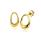 17mm ZINZI gold plated silver stud earrings open round in organic shape ZIO2670G