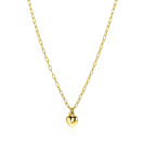 ZINZI gold plated silver paperclip link necklace with heart ball pendant 9mm, 42-45cm ZIC2661
