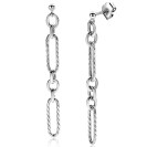 73mm ZINZI Sterling Silver Earrings Oval and Rolo Chains ZIO2485