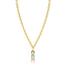 ZINZI Gold Plated Sterling Silver Chain Necklace with Luxurious Pendant (30mm) of 3 Square Settings Set with Pink and Turquoise Color Stones 43-45cm ZIC2454