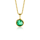 MAY Pendant 8mm Gold Plated Birthstone Green Emerald Zirconia (excl. necklace)