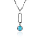 26mm ZINZI Sterling Silver Pendant Paperclip Chain Round Turquoise Blue ZIH2173 (excl. necklace)