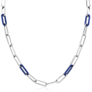 ZINZI Sterling Silver Necklace Paperclip Chain with Trendy Chains in Lapis Blue 45cm ZIC2549