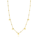 ZINZI Gold Plated Sterling Silver Chain Necklace with Beads and 5 Shiny Heart Charms 42-45cm ZIC2531G