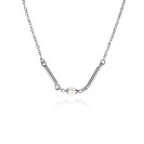 ZINZI silver link necklace with two shiny bars and a white freshwater pearl, 42-45cm, ZIC-BF108