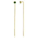 80mm ZINZI gold plated silver threader earrings with 5mm green stone chaton setting and graceful chain ZIO2576GG
