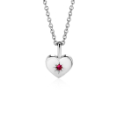JULY Pendant 12mm Sterling Silver Heart Birthstone Red Ruby Zirconia (excl. necklace)