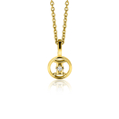 9mm ZINZI gold plated silver Gemini zodiac sign pendant set with white zirconias ZIHY-TWE (without necklace)