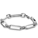 ZINZI Sterling Silver Chain Bracelet with Oval en Round Chains Twisted Design width 10mm 19cm ZIA-BF82
