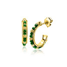 20mm ZINZI gold-plated silver stud earrings with round green beads and detailed spheres, ZIO-BF129