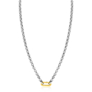 ZINZI Sterling Silver Rolo Chain Necklace 42cm with Gold Plated Oval Clasp ZIC2377