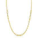 ZINZI Gold Plated Sterling Silver Marine Chain Necklace Combined with Larger Oval Chains 42-45cm ZIC2413G