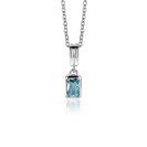 17mm ZINZI silver rectangular pendant set with a petrol blue gemstone ZIH2614 (without necklace)