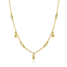 ZINZI gold plated silver link necklace with four white cubic zirconias and three round beads, evenly distributed across the necklace 42-45cm ZIC2658