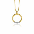 22mm ZINZI Gold Plated Sterling Silver Round Pendant Twist Design White Zirconia ZIH2128Y (excl. necklace)