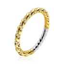 ZINZI Gold Plated Sterling Silver Stackable Ring Twisted with White Zirconias ZIR2320Y
