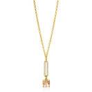 ZINZI gold plated silver belcher chain necklace with dazzling open oval shape and square pendant in light pink 42-45cm ZIC2579
