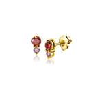 6,5mm ZINZI Gold Plated Sterling Silver Stud Earrings Prong Settings Red Garnet and Purple Color Stones ZIO2563