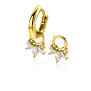 10mm ZINZI gold plated silver charm earrings with five playful settings in descending size, set with white zirconias ZICH2633 (without hoops earrings)