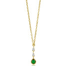 ZINZI Gold Plated Sterling Silver Chain Necklace with Beautiful Pendant (31mm): 2 Triangle Settings with White Zirconias and a Round Green Color Stone 40-45cm ZIC-BF69G