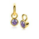 JUNE Earrings Pendants Gold Plated with Birthstone Light Purple Amethyst Zirconia (excl. hoop earrings)
