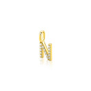 ZINZI zlv. hanger gg.verg.letter N bezet met zirconia's