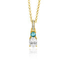 19mm ZINZI Gold Plated Sterling Silver Pendant 2 Prong Settings Blue and White Zirconia with Luxurious Bail ZIH2438 (excl. necklace)