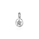 ZINZI Sterling Silver Round Pendant Star White ZIH2066