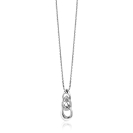 45cm ZINZI silver Venetian chain including pendant with three open pear-shaped links 30mm, set with white zirconias by Dutch Designer Mart Visser MVC24