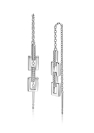 85mm Mart Visser by ZINZI silver threader earrings with square links, adorned with white zirconia, MVO27