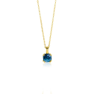 ZINZI Gold 14 ct gold necklace with a chic square pendant set with London topaz 40-43cm ZGC537