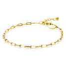 ZINZI Gold Plated Sterling Silver Bracelet Paperclip Chain width 2,5mm 17-20cm ZIA2150G