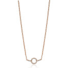 ZINZI Rose Gold Plated Sterling Silver Necklace Circle and Bar Design with White Zirconias 42-45cm ZIC1063R