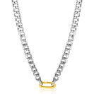 ZINZI Sterling Silver Curb Chain Statement Necklace 42cm with Gold Plated Oval Clasp ZIC2378